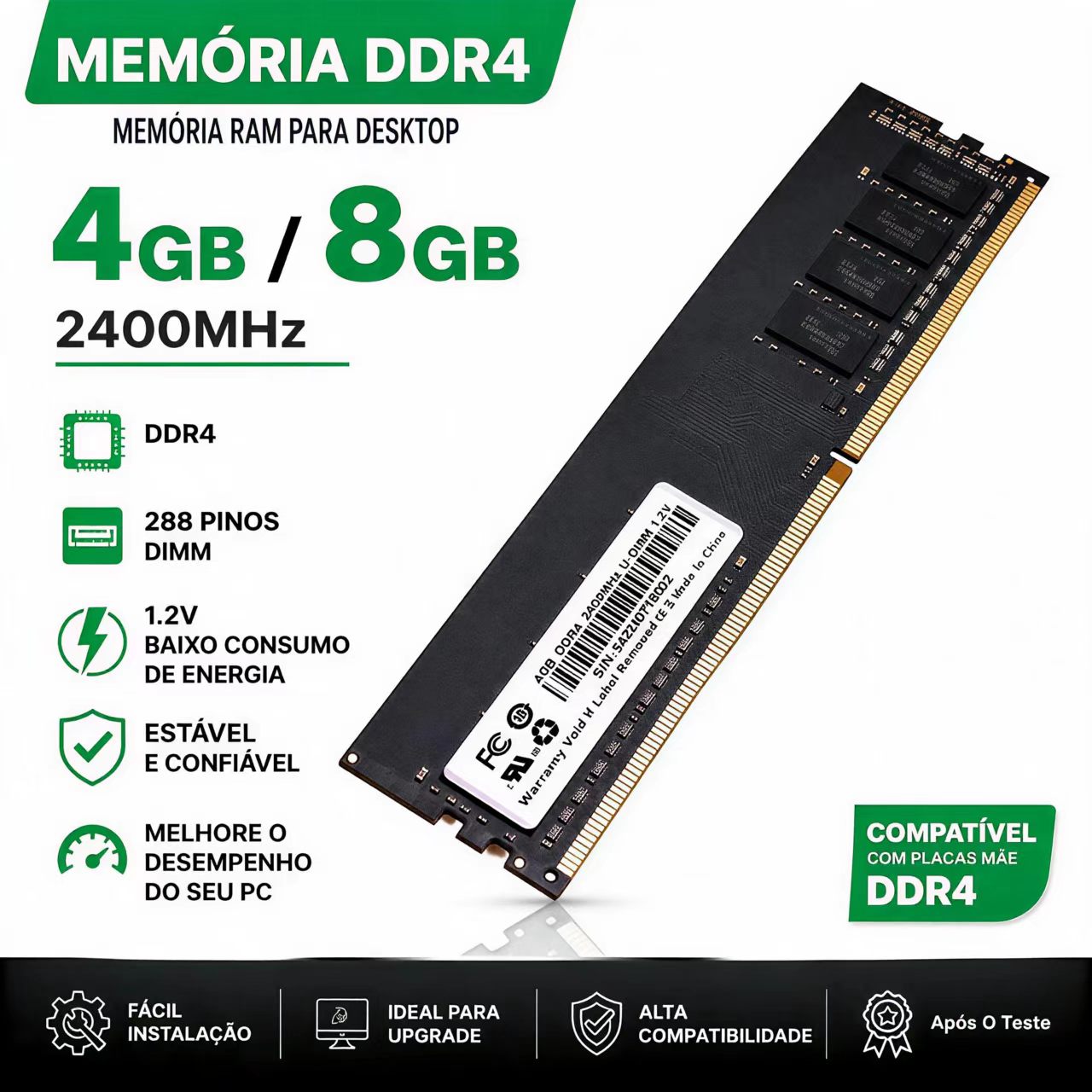Ram Memory Module - RAM DDR4 4GB 8GB 2400MHz Memoria