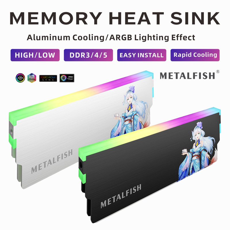 Ram Memory Module - METALFISH DRAM Dissipatore di calore 5V-3PIN